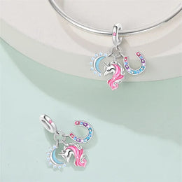 KissICON 925 Silver Plated Magic Mirror Princess Angel Pink Charm Beads Suitable Fit Pan 925 Original Bracelet Exquisite Diy Jewelry