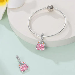 KissICON 925 Silver Plated Magic Mirror Princess Angel Pink Charm Beads Suitable Fit Pan 925 Original Bracelet Exquisite Diy Jewelry