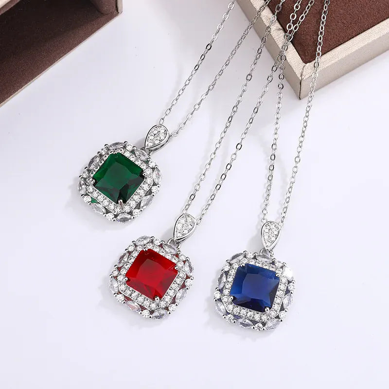 KissICON 💋 925 Silver Plated Women's Necklace - Color Zircon Pendant