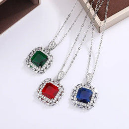 KissICON 💋 925 Silver Plated Women's Necklace - Color Zircon Pendant