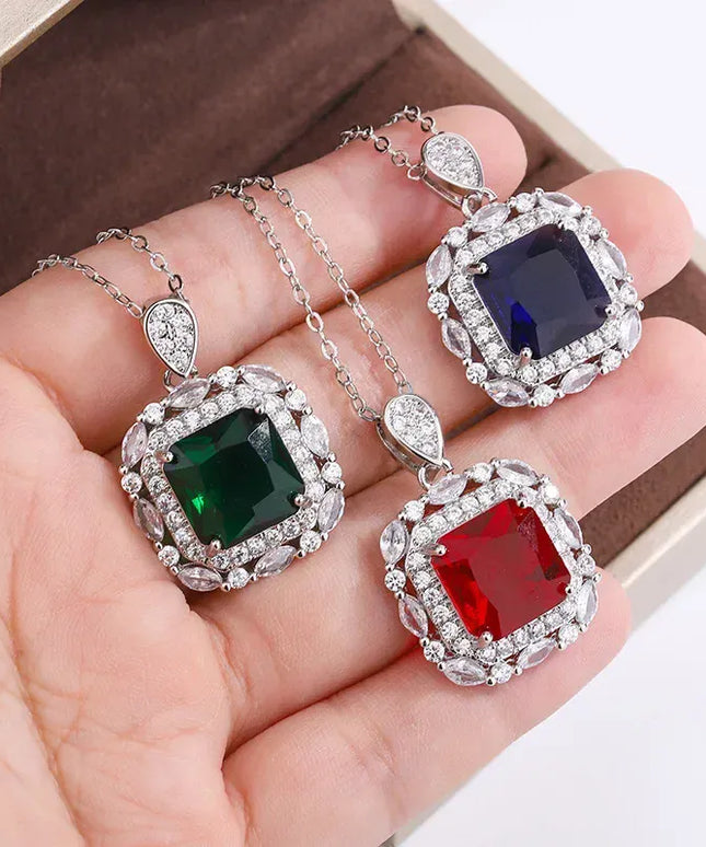 KissICON 💋 925 Silver Plated Women's Necklace - Color Zircon Pendant