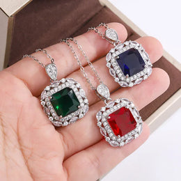 KissICON 💋 925 Silver Plated Women's Necklace - Color Zircon Pendant