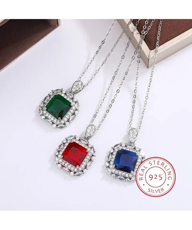 KissICON 💋 925 Silver Plated Women's Necklace - Color Zircon Pendant