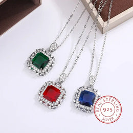 KissICON 💋 925 Silver Plated Women's Necklace - Color Zircon Pendant