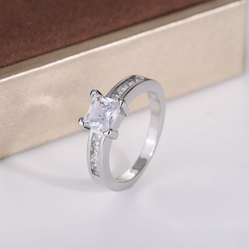 KissICON 925 Sterling Silver Double Row Zircon Micro Inlaid Style Wedding Diamond Ring Set Ring Zircon For Couple Ring