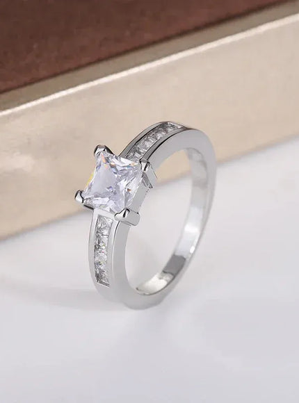 KissICON 925 Sterling Silver Double Row Zircon Micro Inlaid Style Wedding Diamond Ring Set Ring Zircon For Couple Ring