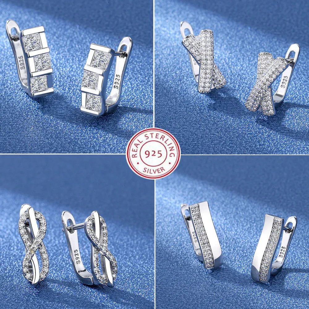 KissICON 925 Sterling Silver Earrings Jewelry High Quality Retro Simple Pattern Purple White Zircon Earrings Hot Sale