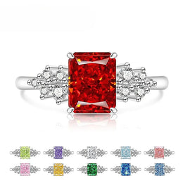 KissICON 925 Sterling Silver Gemstone Ring for Women - Ultra-Shiny High-Carat Diamond Finger Ring Jewelry Piece