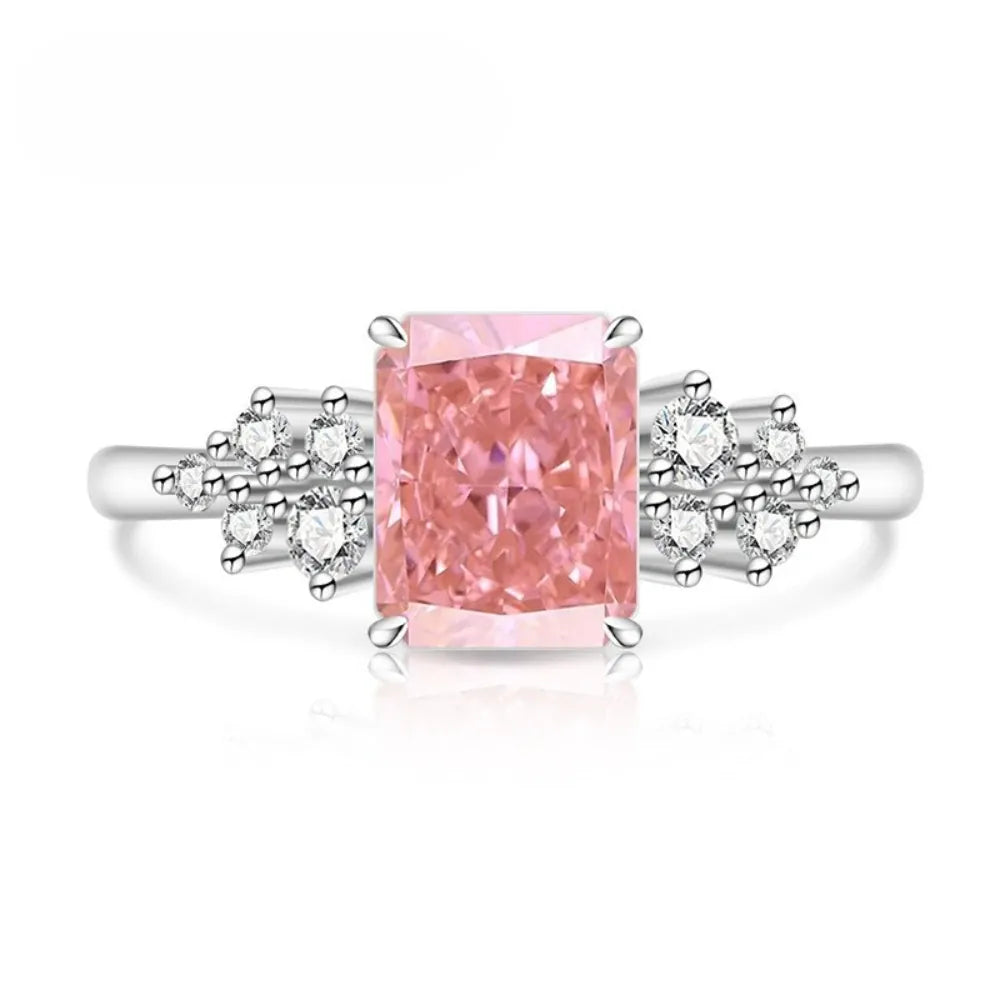 KissICON 925 Sterling Silver Gemstone Ring for Women - Ultra-Shiny High-Carat Diamond Finger Ring Jewelry Piece