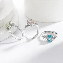 KissICON 925 Sterling Silver Gemstone Ring for Women - Ultra-Shiny High-Carat Diamond Finger Ring Jewelry Piece