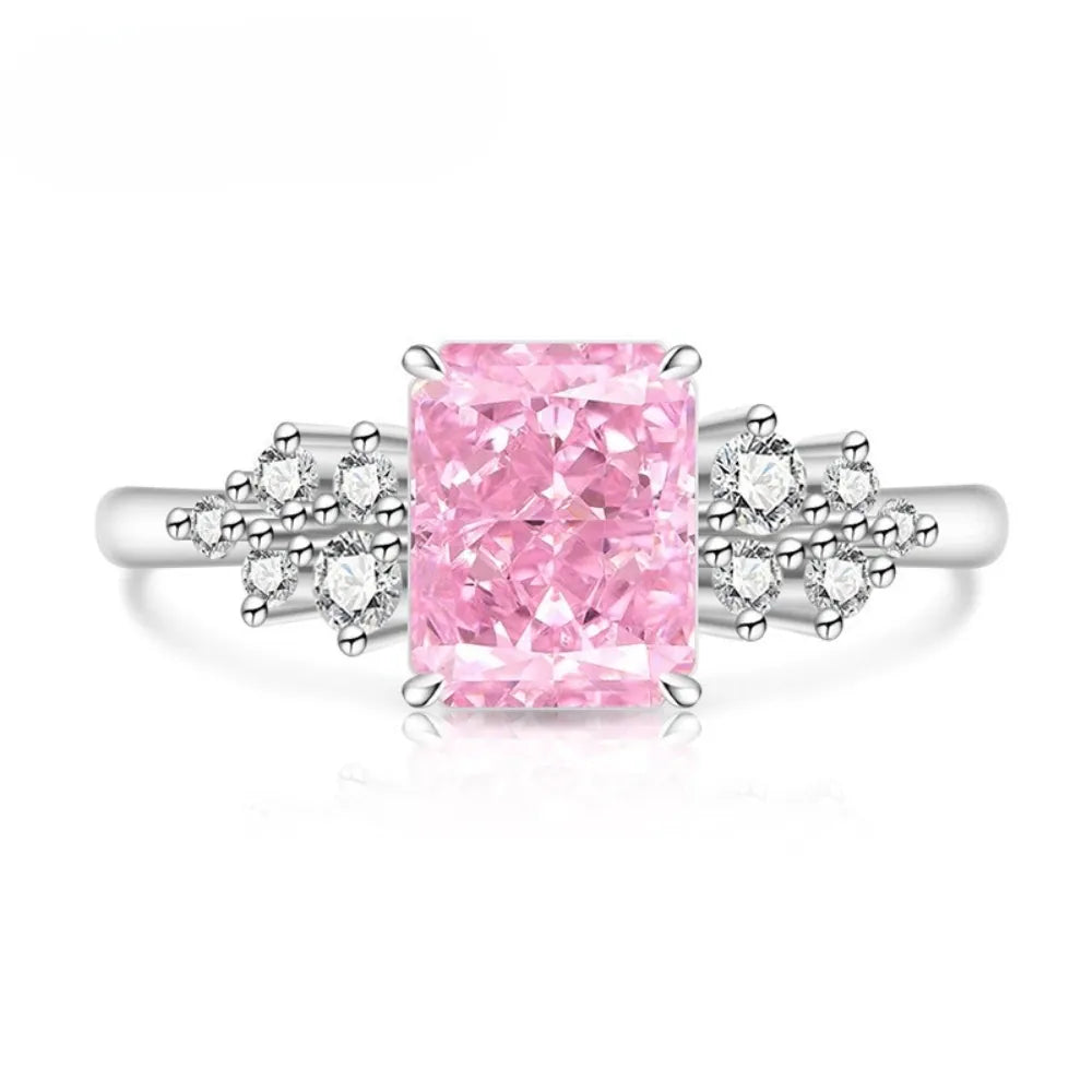 KissICON 925 Sterling Silver Gemstone Ring for Women - Ultra-Shiny High-Carat Diamond Finger Ring Jewelry Piece