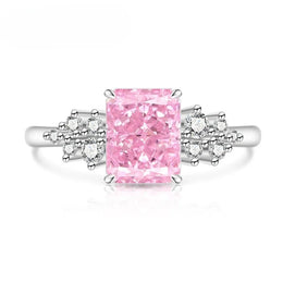 KissICON 925 Sterling Silver Gemstone Ring for Women - Ultra-Shiny High-Carat Diamond Finger Ring Jewelry Piece