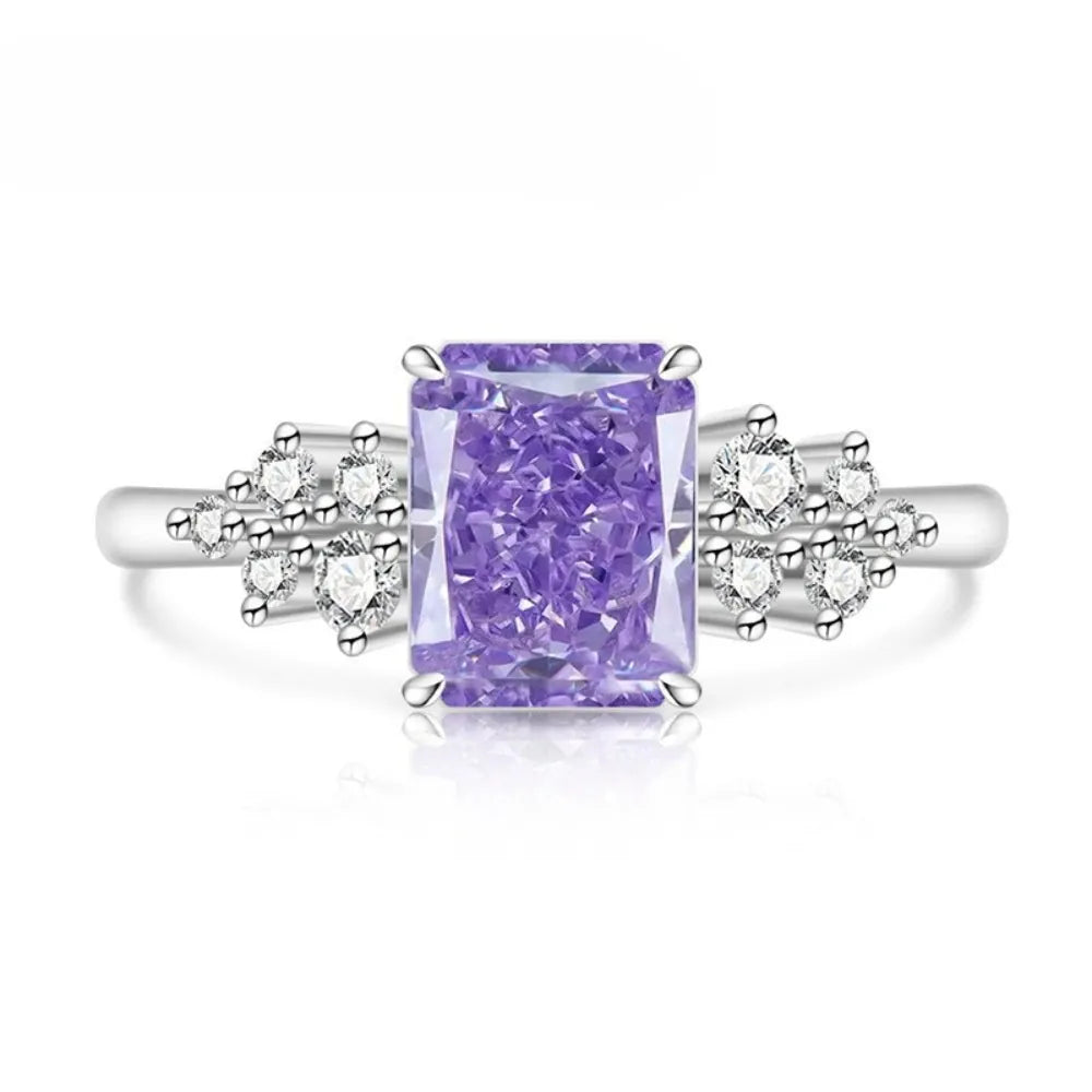 KissICON 925 Sterling Silver Gemstone Ring for Women - Ultra-Shiny High-Carat Diamond Finger Ring Jewelry Piece