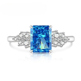 KissICON 925 Sterling Silver Gemstone Ring for Women - Ultra-Shiny High-Carat Diamond Finger Ring Jewelry Piece