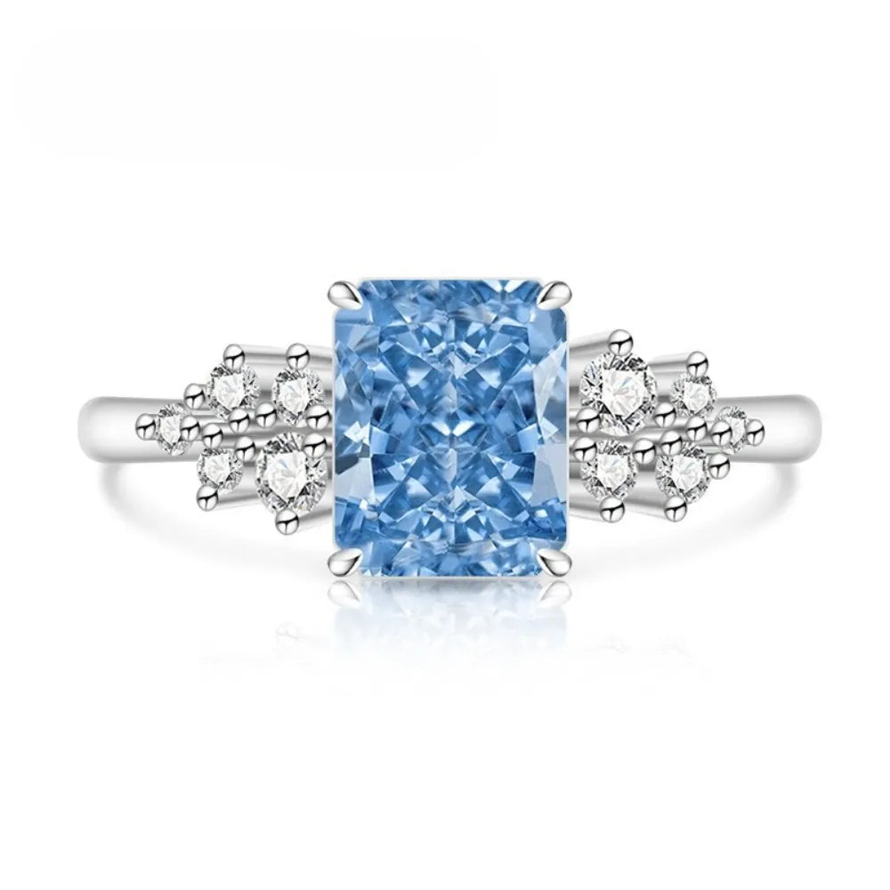 KissICON 925 Sterling Silver Gemstone Ring for Women - Ultra-Shiny High-Carat Diamond Finger Ring Jewelry Piece