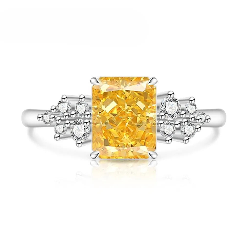 KissICON 925 Sterling Silver Gemstone Ring for Women - Ultra-Shiny High-Carat Diamond Finger Ring Jewelry Piece
