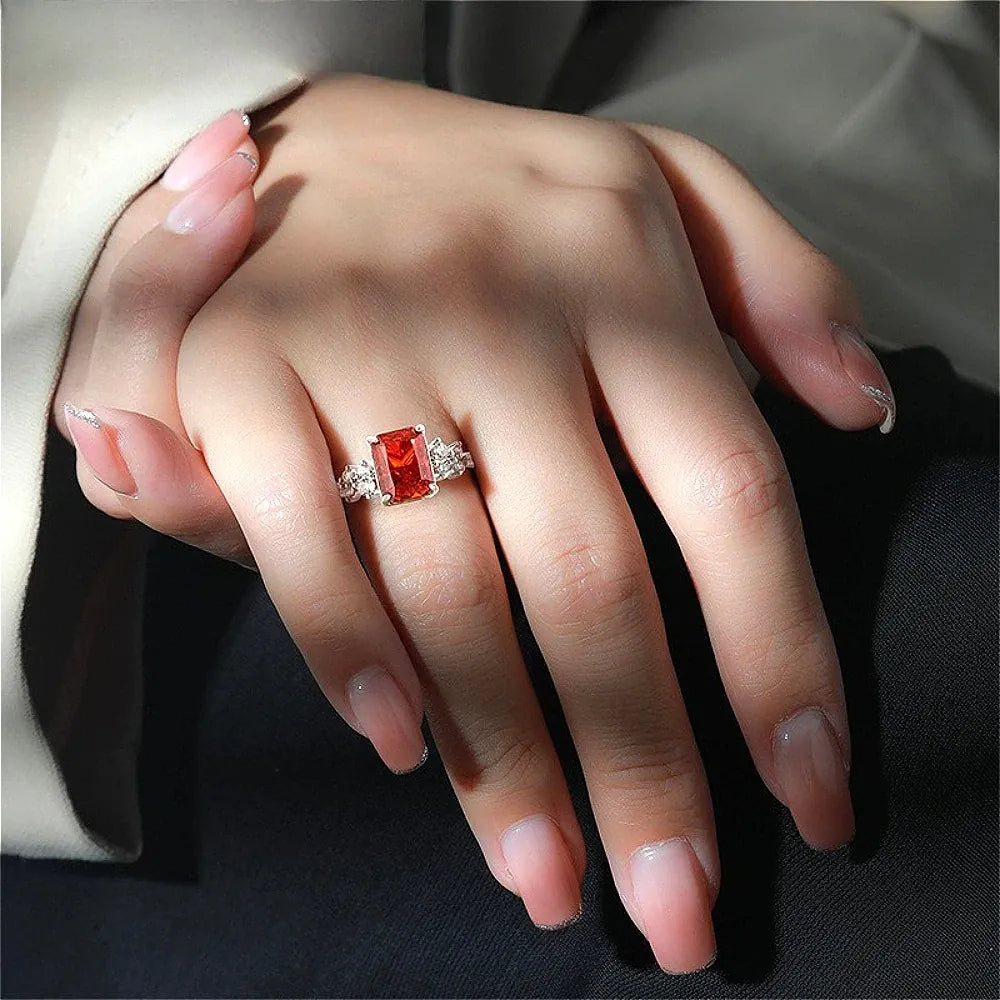 KissICON 925 Sterling Silver Gemstone Ring for Women - Ultra-Shiny High-Carat Diamond Finger Ring Jewelry Piece