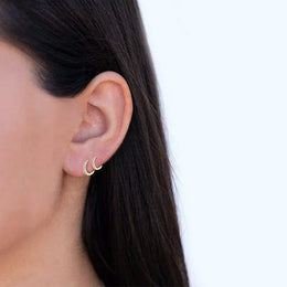 KissICON 925 Sterling Silver Gold Plated Small Zirconia Huggie Hoop Earrings For Women Girls Gift Wedding Engagement Party Ear Buckle