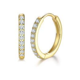 KissICON 925 Sterling Silver Gold Plated Small Zirconia Huggie Hoop Earrings For Women Girls Gift Wedding Engagement Party Ear Buckle