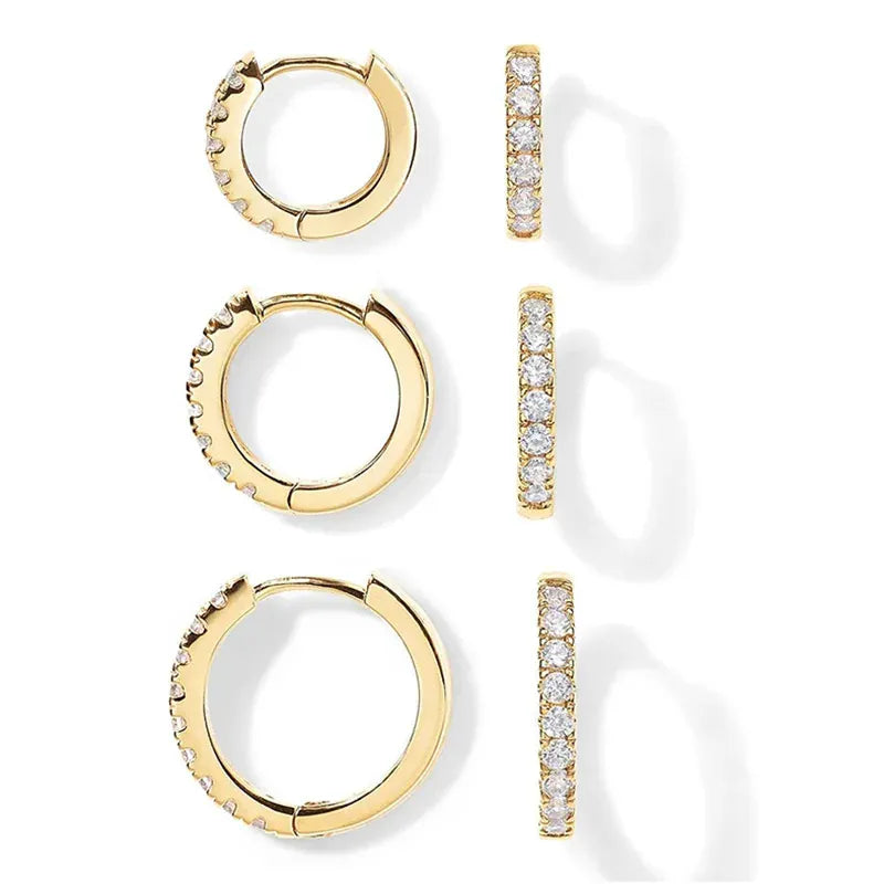 KissICON 925 Sterling Silver Gold Plated Small Zirconia Huggie Hoop Earrings For Women Girls Gift Wedding Engagement Party Ear Buckle