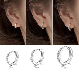 KissICON 925 Sterling Silver Gold Plated Small Zirconia Huggie Hoop Earrings For Women Girls Gift Wedding Engagement Party Ear Buckle
