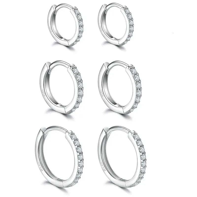 KissICON 925 Sterling Silver Gold Plated Small Zirconia Huggie Hoop Earrings For Women Girls Gift Wedding Engagement Party Ear Buckle