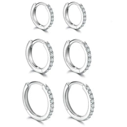 KissICON 925 Sterling Silver Gold Plated Small Zirconia Huggie Hoop Earrings For Women Girls Gift Wedding Engagement Party Ear Buckle