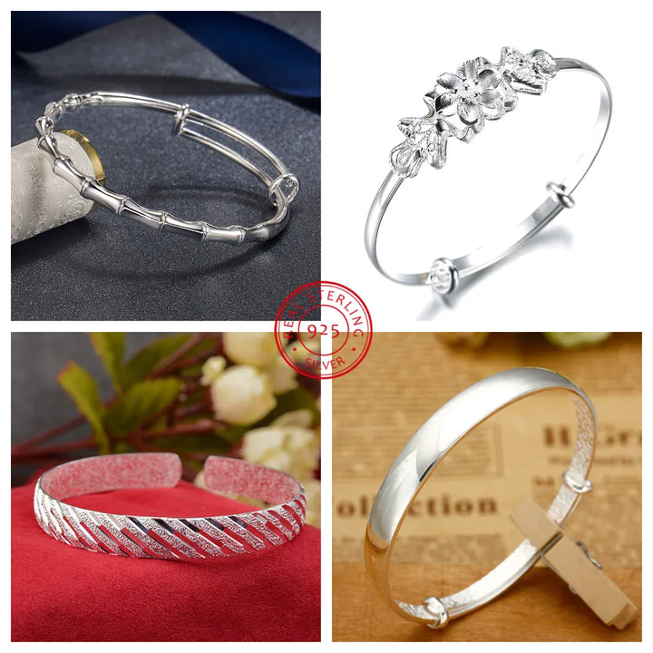 925 Sterling Silver Original romantic Gypsophila star Bangles for women bracelets fashion party wedding accessories jewelry