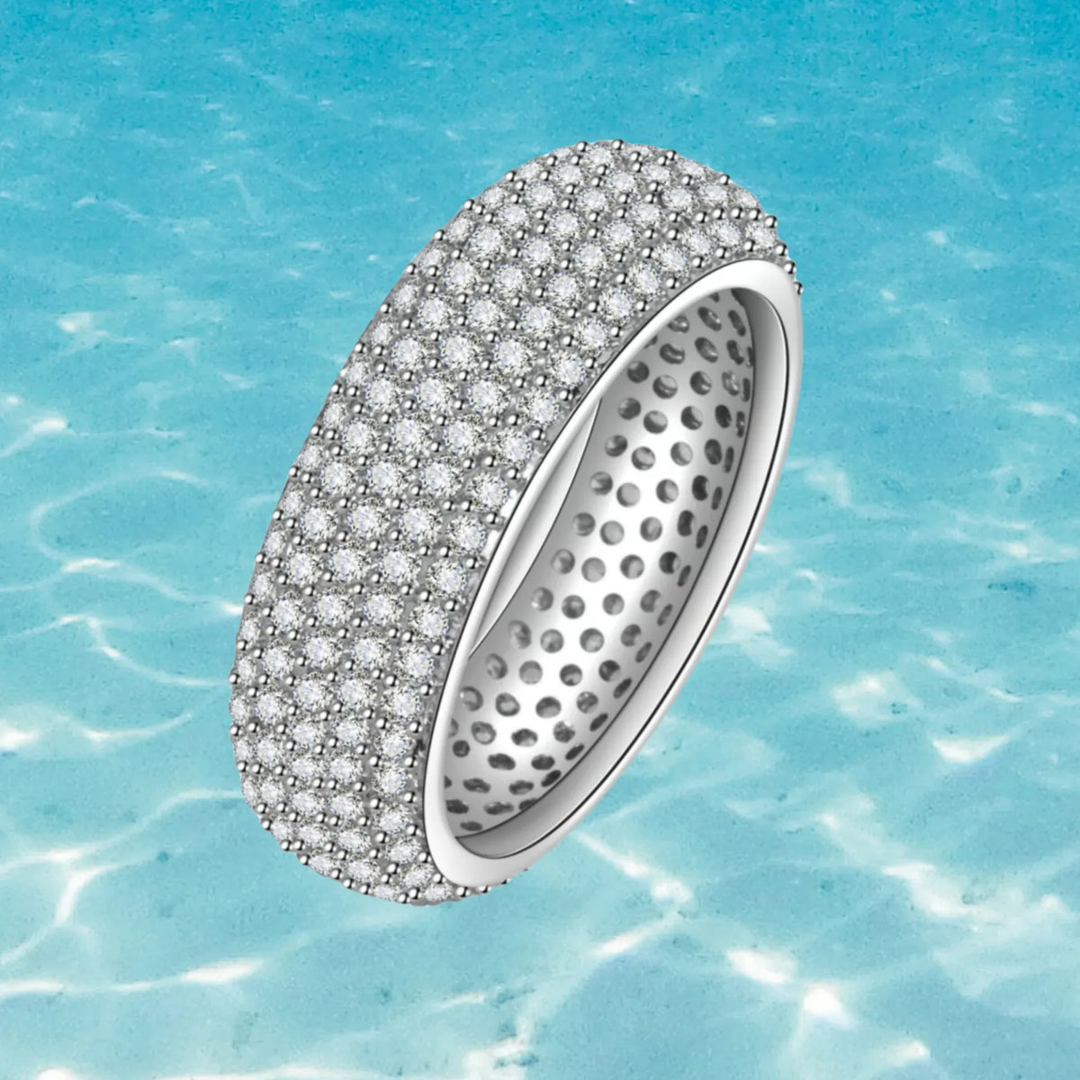 KissICON 925 Sterling Silver Plated 18K Gold Diamond Ring Fashionable Decorative Dazzling Circular Ring