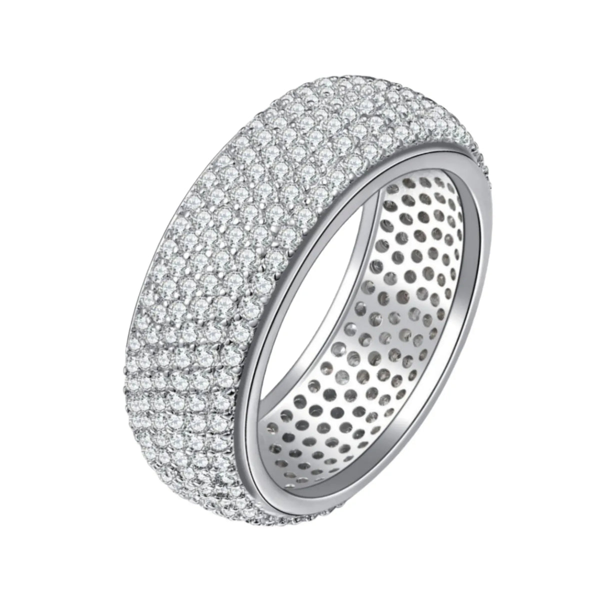KissICON 925 Sterling Silver Plated 18K Gold Diamond Ring Fashionable Decorative Dazzling Circular Ring