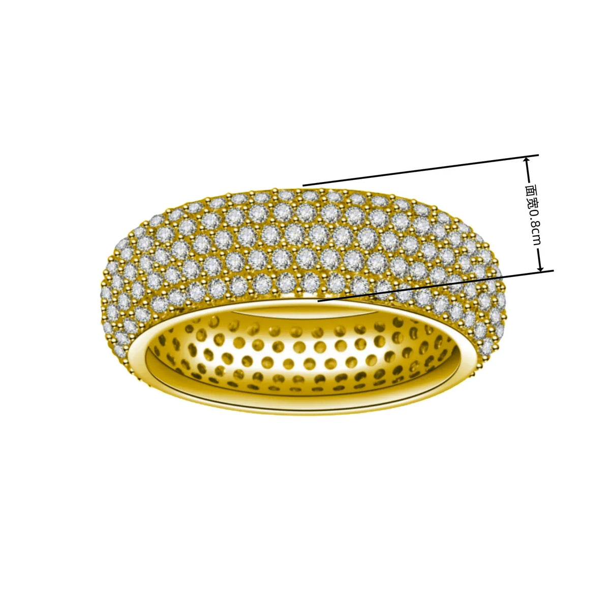 KissICON 925 Sterling Silver Plated 18K Gold Diamond Ring Fashionable Decorative Dazzling Circular Ring