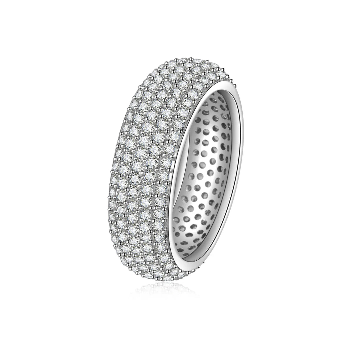 KissICON 925 Sterling Silver Plated 18K Gold Diamond Ring Fashionable Decorative Dazzling Circular Ring