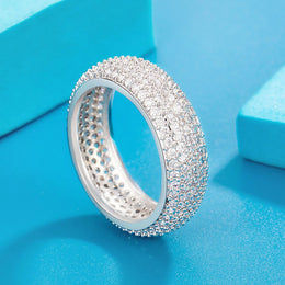 KissICON 925 Sterling Silver Plated 18K Gold Diamond Ring Fashionable Decorative Dazzling Circular Ring