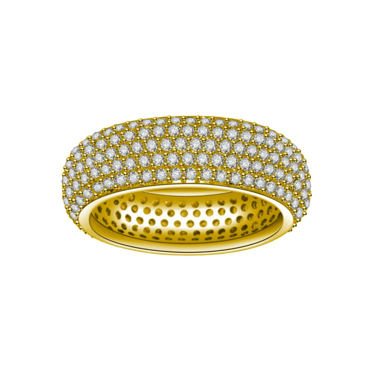 KissICON 925 Sterling Silver Plated 18K Gold Diamond Ring Fashionable Decorative Dazzling Circular Ring