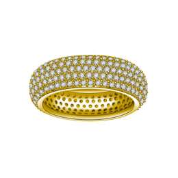 KissICON 925 Sterling Silver Plated 18K Gold Diamond Ring Fashionable Decorative Dazzling Circular Ring