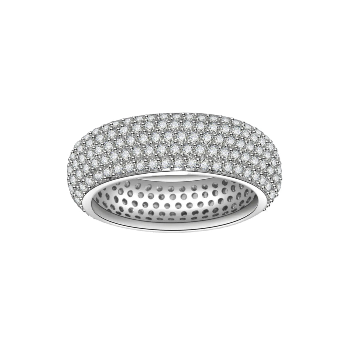 KissICON 925 Sterling Silver Plated 18K Gold Diamond Ring Fashionable Decorative Dazzling Circular Ring