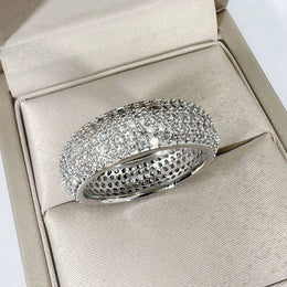 KissICON 925 Sterling Silver Plated 18K Gold Diamond Ring Fashionable Decorative Dazzling Circular Ring