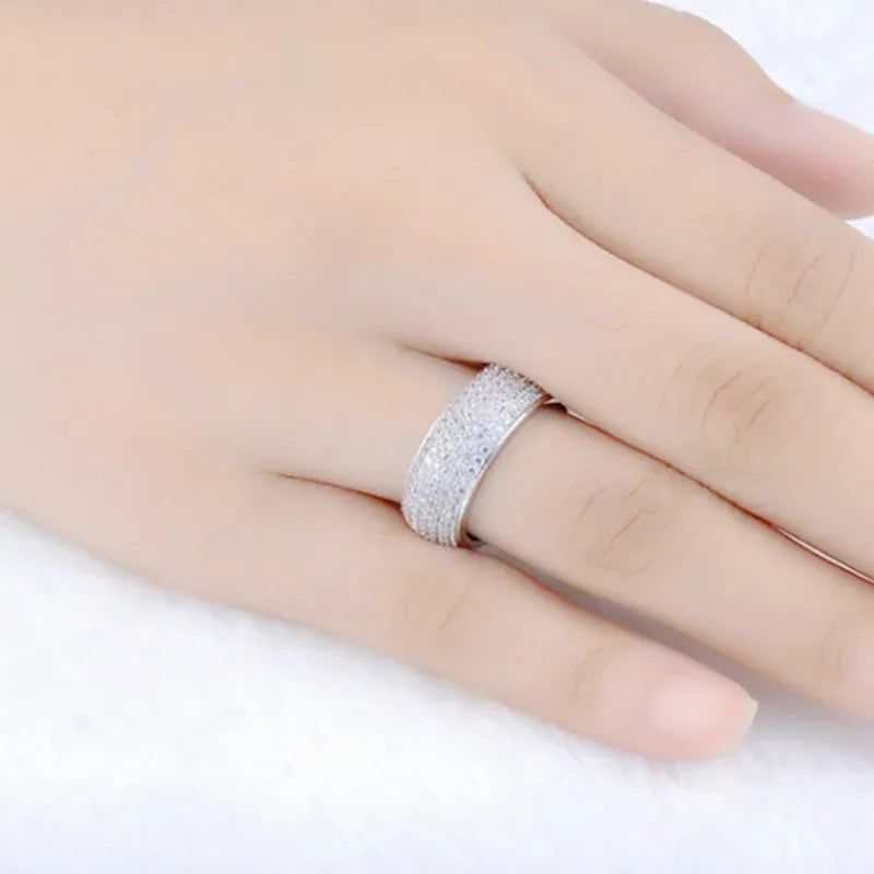 KissICON 925 Sterling Silver Plated 18K Gold Diamond Ring Fashionable Decorative Dazzling Circular Ring