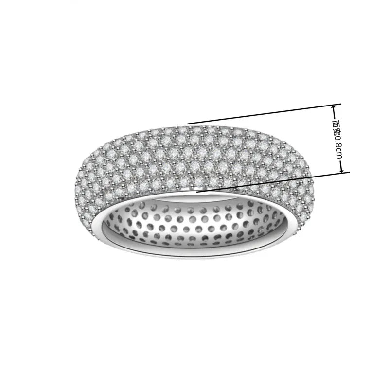 KissICON 925 Sterling Silver Plated 18K Gold Diamond Ring Fashionable Decorative Dazzling Circular Ring