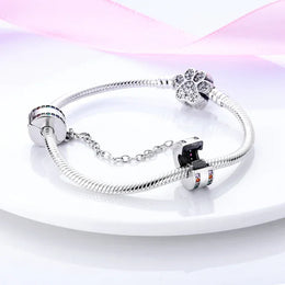 KissICON 925 Sterling Silver Safety Charms  Series Snowflakes Stars Moon Heart Bow Fit Original  Bracelets DIY Jewelry Gift for Women