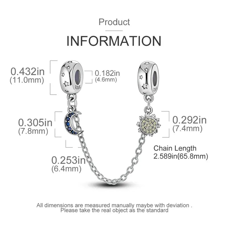 KissICON 925 Sterling Silver Safety Charms  Series Snowflakes Stars Moon Heart Bow Fit Original  Bracelets DIY Jewelry Gift for Women