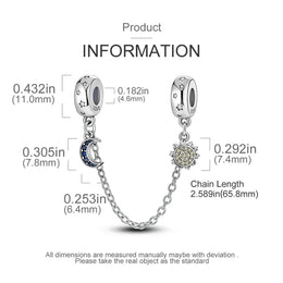 KissICON 925 Sterling Silver Safety Charms  Series Snowflakes Stars Moon Heart Bow Fit Original  Bracelets DIY Jewelry Gift for Women