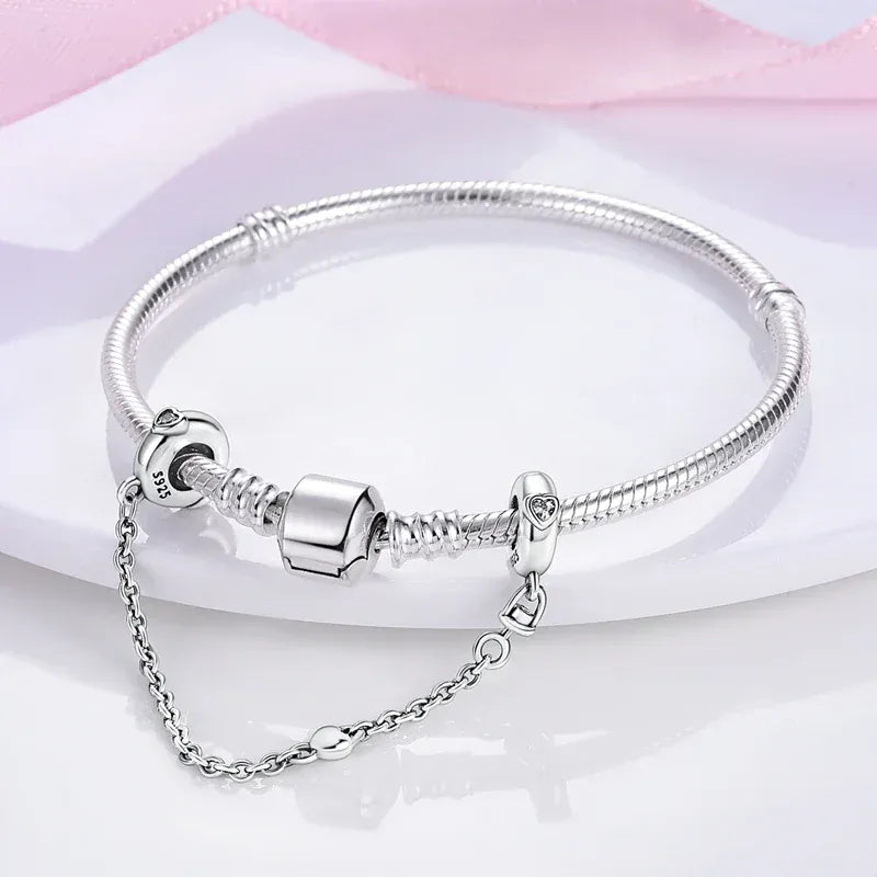 KissICON 925 Sterling Silver Safety Charms  Series Snowflakes Stars Moon Heart Bow Fit Original  Bracelets DIY Jewelry Gift for Women