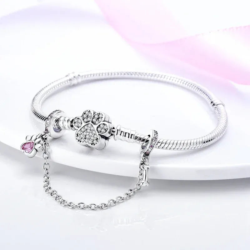 KissICON 925 Sterling Silver Safety Charms  Series Snowflakes Stars Moon Heart Bow Fit Original  Bracelets DIY Jewelry Gift for Women