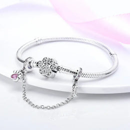 KissICON 925 Sterling Silver Safety Charms  Series Snowflakes Stars Moon Heart Bow Fit Original  Bracelets DIY Jewelry Gift for Women