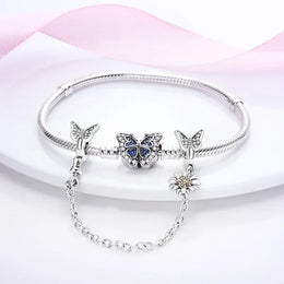KissICON 925 Sterling Silver Safety Charms  Series Snowflakes Stars Moon Heart Bow Fit Original  Bracelets DIY Jewelry Gift for Women