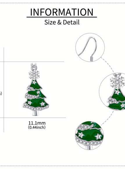 KissICON 925 Sterling Silver Sterling Silver Christmas Tree Earrings – Gifts Her