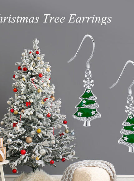 KissICON 925 Sterling Silver Sterling Silver Christmas Tree Earrings – Gifts Her