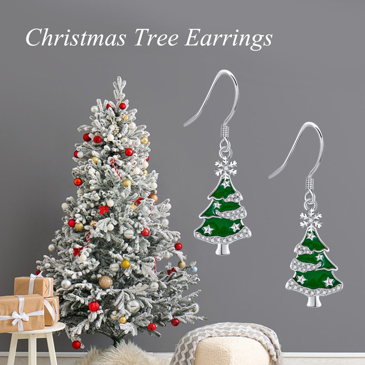 KissICON 925 Sterling Silver Sterling Silver Christmas Tree Earrings – Gifts Her