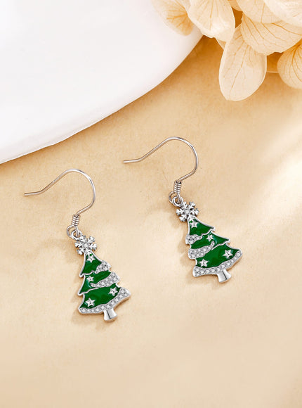 KissICON 925 Sterling Silver Sterling Silver Christmas Tree Earrings – Gifts Her